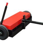 Fully adjustable towable magnetic sweeper 1200mm magnet width. Release mechanism for easy waste disposal