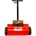 Front view of the 600mm industrial magnetic sweeper with waste-pan & brush